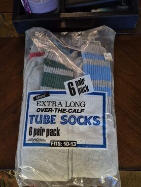 Vintage Kmart 1980s Over Calf Tube Socks 6 Pack New Old Stock